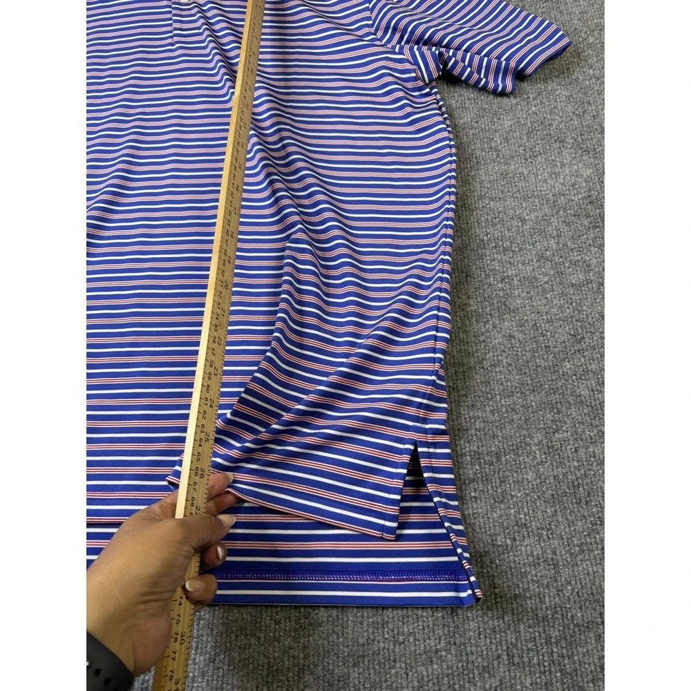 NWT RLX Ralph Lauren Golf Polo Shirt Men Large Blue Red Striped Stretch